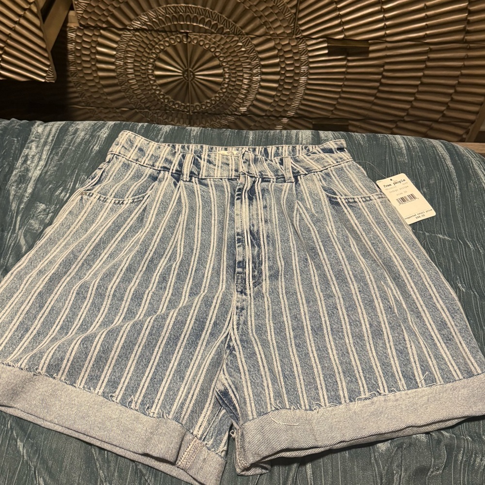 Free People indigo striped shorts sz 30 NWT